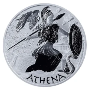 2022 Tuvalu 1 oz Sølvmynt Gods of Olympus Athena BU M/Kapsel
