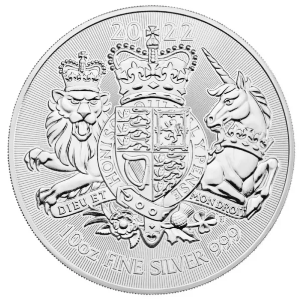 2022 Storbritannia 10 oz Sølv Royal Arms BU M/Kapsel
