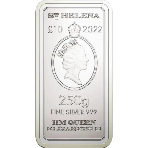 2022 St. Helena 250 Gram Sølvbarre Coinbar BU Forseglet - Bilde 2
