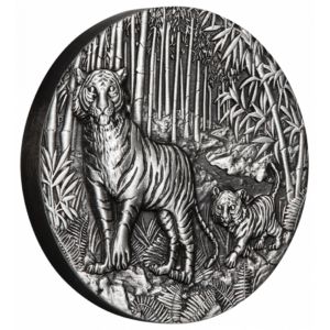 2022 Australia 2 oz Sølv Lunar S3 "Year of the Tiger" Antiqued M/Etui & COA