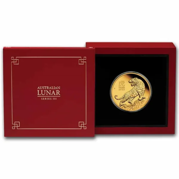 2022 Australia 1 oz Gull Lunar S3 Year of the Tiger Proof M/Etui & COA - Bilde 4