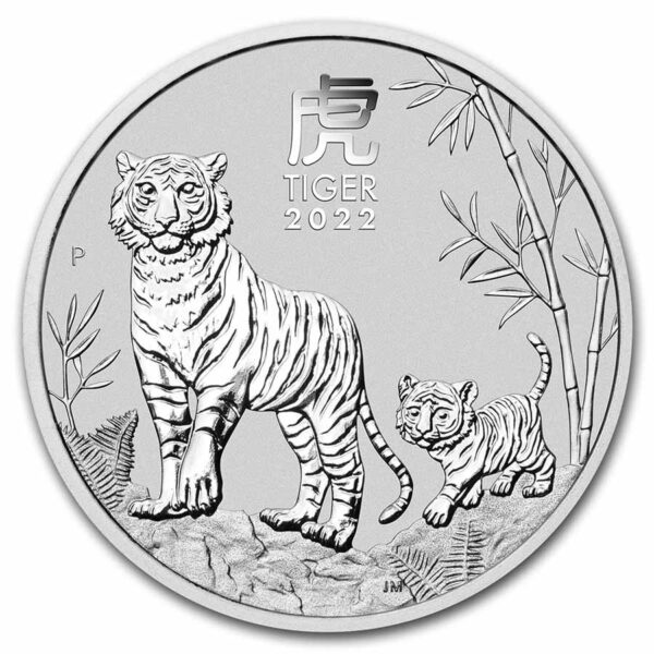 2022 Australia 5 oz Sølv Lunar S3 Year of the Tiger BU M/Kapsel
