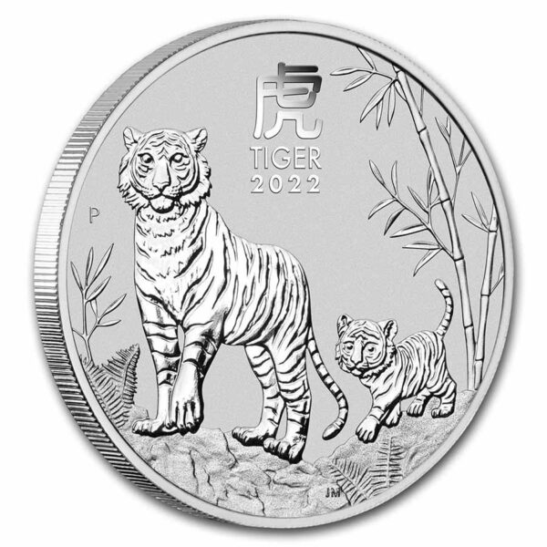 2022 Australia 5 oz Sølv Lunar S3 Year of the Tiger BU M/Kapsel - Bilde 3