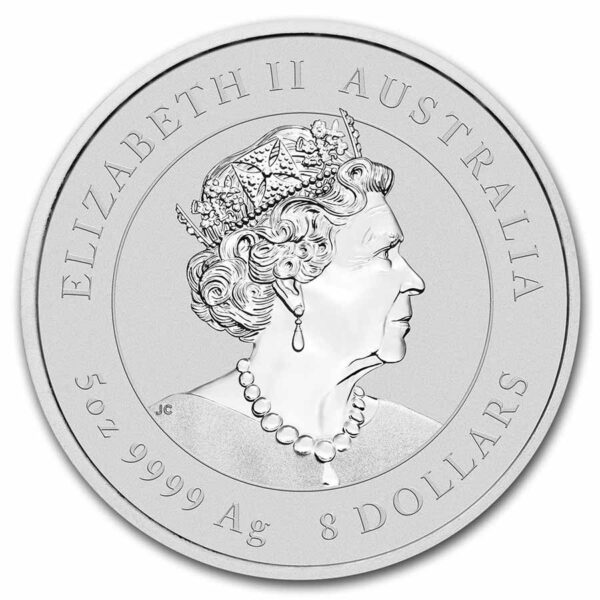 2022 Australia 5 oz Sølv Lunar S3 Year of the Tiger BU M/Kapsel - Bilde 2