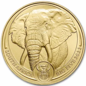 2022 Sør-Afrika 1 oz Gull Big Five Elephant BU M/Air-tite kapsel