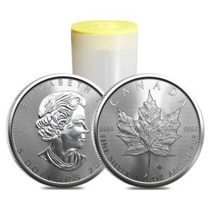 2022 Canada 1 oz Sølv Maple Leaf BU i Tube (25 oz)