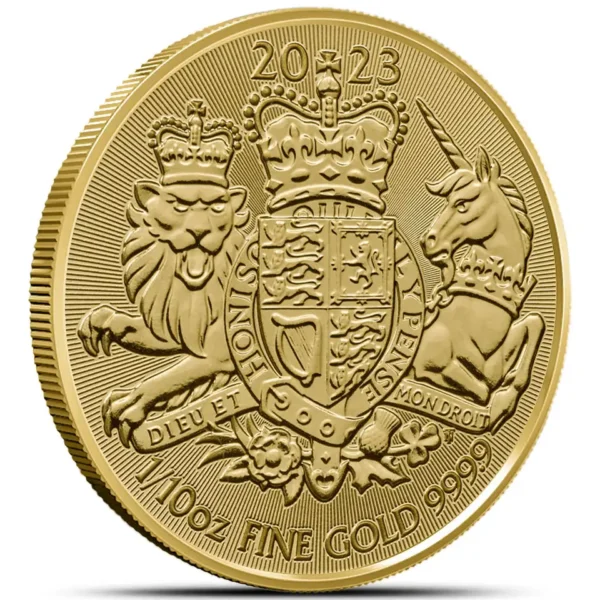 2023 Storbritannia 1/10 oz Gull Royal Arms BU M/Kapsel