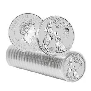 2023 Australia 1 oz Sølv Lunar S3 Year of the Rabbit BU Originalrull (20 oz) | TILBUD