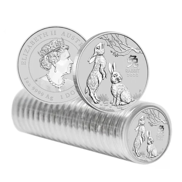 2023 Australia 1 oz Sølv Lunar S3 Year of the Rabbit BU Originalrull (20 oz) | TILBUD