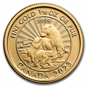 2023 Canada 1/10 oz Gull The Majestic Polar Bear and Cubs Premium Bullion Forseglet Garantikort