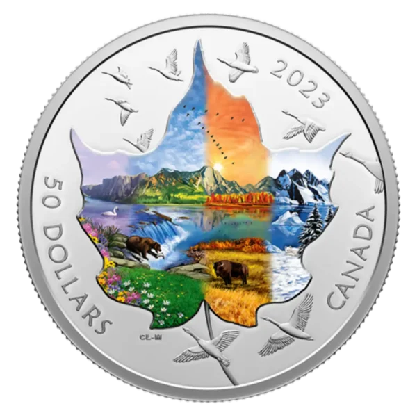 2023 Canada 3 oz Sølv Canadian Collage: Four Seasons Proof M/Etui & COA