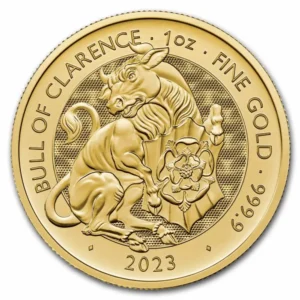 2023 Storbritannia 1 oz Gullmynt Tudor Beasts - Bull of Clarence Anmerkning M/Air-tite kapsel