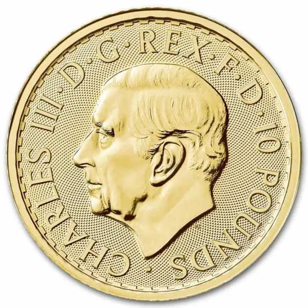 2023 Storbritannia 1/10 oz Gull Britannia (King Charles) BU M/Kapsel - Bilde 2