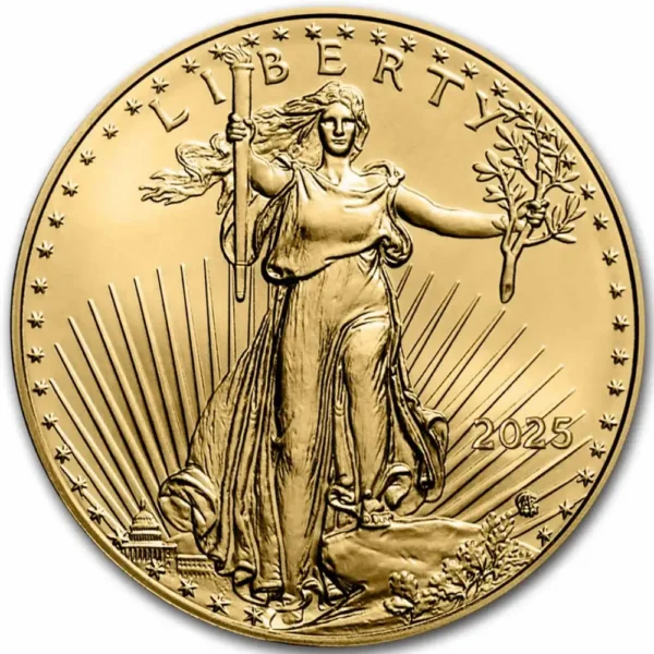 2025 USA 1/4 oz Gull American Gold Eagle BU M/Air-tite kapsel