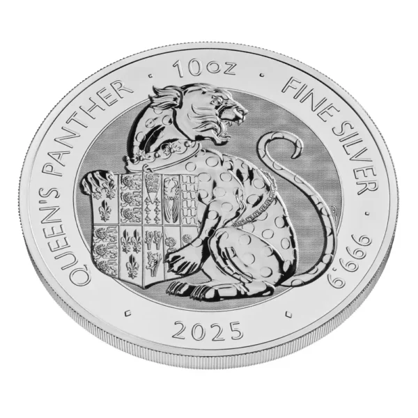 2025 Storbritannia 10 oz Sølv Tudor Beasts - Queen`s Panther BU M/Kapsel "Forhåndssalg" - Bilde 3