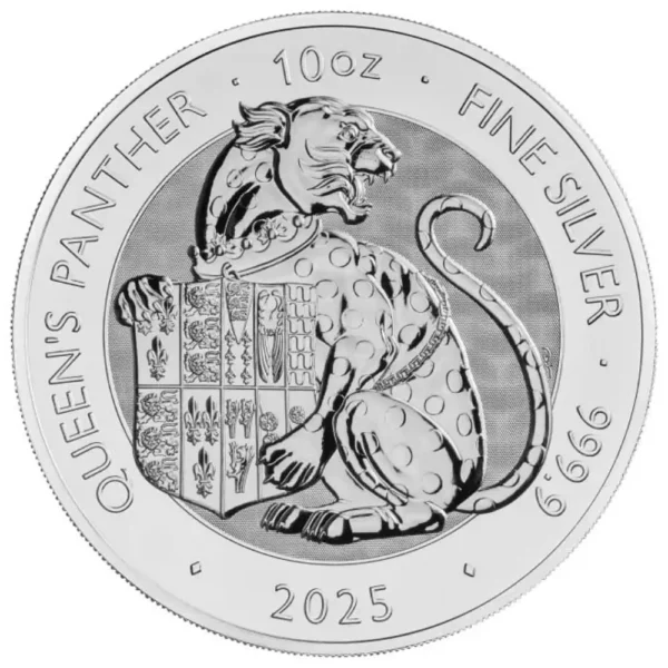 2025 Storbritannia 10 oz Sølv Tudor Beasts - Queen`s Panther BU M/Kapsel "Forhåndssalg"