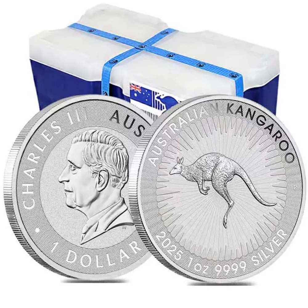 2025 Australia Sølv Kangaroo 250 x 1 oz Monsterboks BU (250 oz)