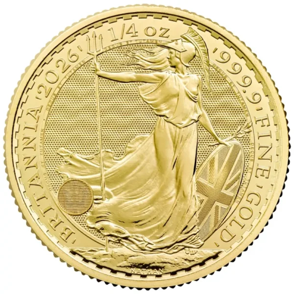 2026 Storbritannia 1/4 oz Gull Britannia BU M/Air-tite Kapsel
