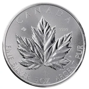 2026 Canada 5 oz Sølvmynt Grand Maple Leaf Anmerkning M/Ripete Kapsel