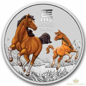 2026 Australia 1 Kilo Sølvmynt Lunar S3 Year of the Horse Farget BU M/Kapsel | TILBUD