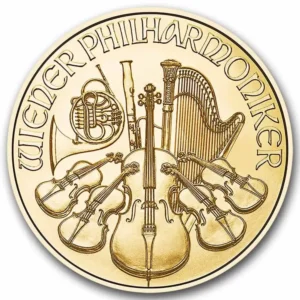 2026 Østerrike 1 oz Gullmynt Philharmonic BU M/Air-tite kapsel