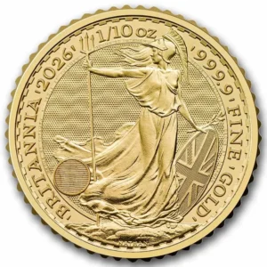 2026 Storbritannia 1/10 oz Gullmynt Britannia BU M/Air-tite Kapsel