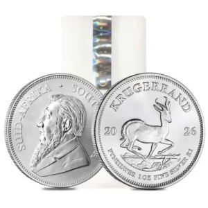 2026 Sør-Afrika 1 oz Sølvmynter Krugerrand BU i Tube (25 oz)