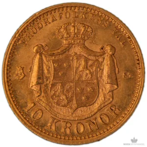 1874 Sverige 10 Kronor 4,03 gram Gull Kv 01 M/Saflip & Garantibevis