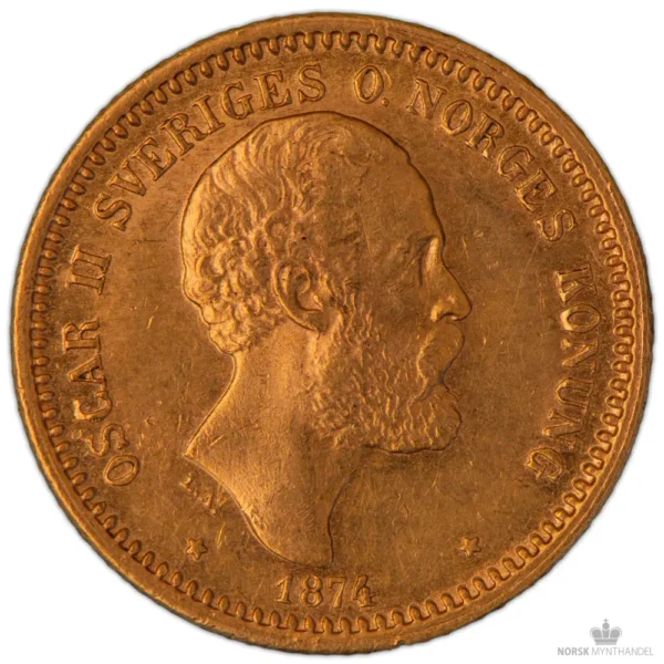 1874 Sverige 10 Kronor 4,03 gram Gull Kv 01 M/Saflip & Garantibevis - Bilde 2