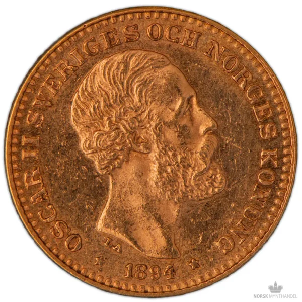 1894 Sverige 10 Kronor 4,03 gram Gull Kv 01 M/Saflip & Garantibevis - Bilde 2