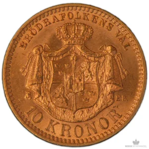 1901 Sverige 10 Kronor 4,03 gram Gull Kv 01 M/Saflip & Garantibevis