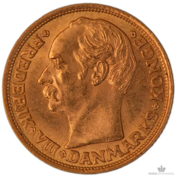 1908 Danmark 10 Kroner 4,03 gram Gull Kv 01 M/Saflip & Garantibevis - Bilde 2