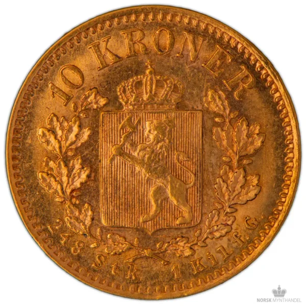 1902 Norge 10 Kroner 4,03 Gram Gull Kv 01 M/Saflip & Garantibevis