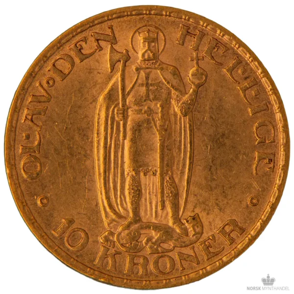 1910 Norge 10 Kroner 4,03 Gram Gull Kv 01 M/Saflip & Garantibevis