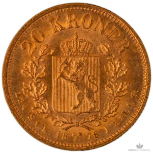 1878 Norge 20 Kroner 8,06 Gram Gull Kv 01 M/Saflip & Garantibevis