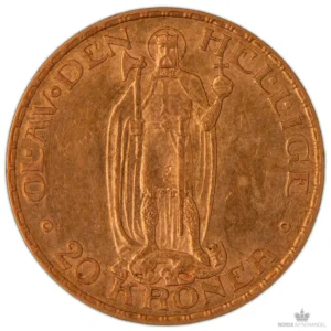 1910 Norge 20 Kroner 8,06 Gram Gull Kv 1+ M/Saflip & Garantibevis