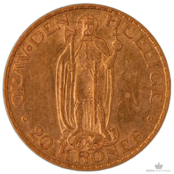 1910 Norge 20 Kroner 8,06 Gram Gull Kv 1+ M/Saflip & Garantibevis