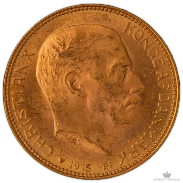 1915 Danmark 20 Kroner 8,06 gram Gull Kv 01 M/Saflip & Garantibevis - Bilde 3