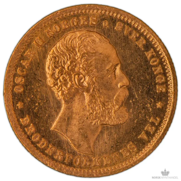 1877 Norge 20 Kroner 8,06 Gram Gull Kv 01 M/Saflip & Garantibevis - Bilde 2