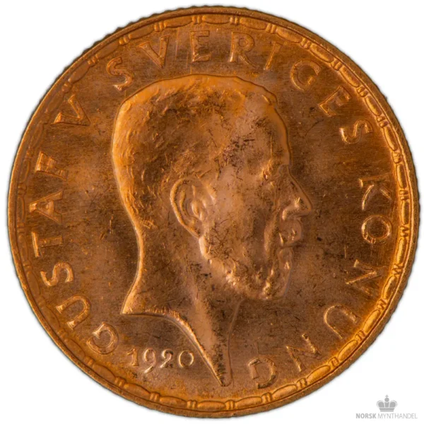 1920 Sverige 5 Kronor 2,02 gram Gull Kv God 01 M/Saflip & Garantibevis - Bilde 2