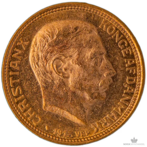 1913 Danmark 10 Kroner 4,03 gram Gull Kv 01 M/Kapsel & Garantibevis - Bilde 2
