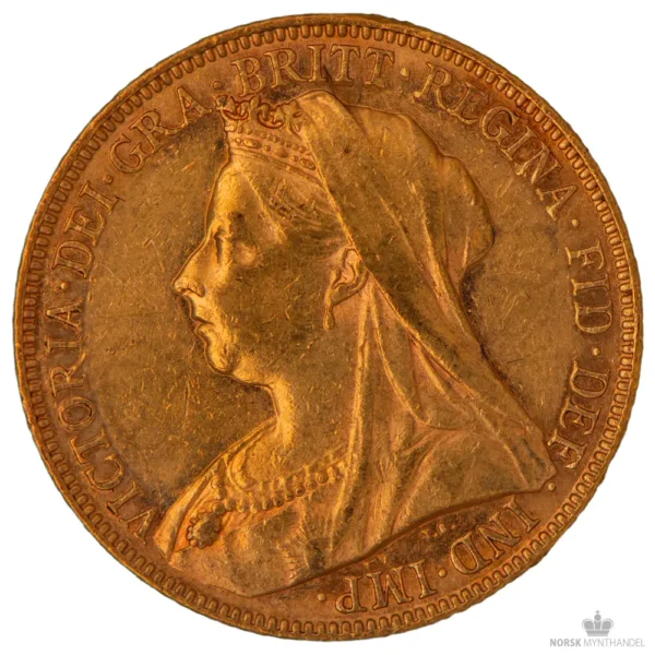 1899-M Storbritannia 0.2354 oz Gull Sovereign Victoria Sirkulert M/Saflip & Garantibevis - Bilde 2