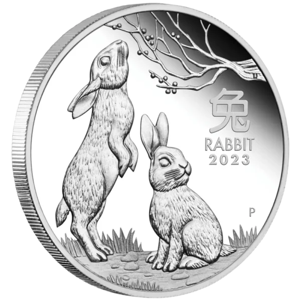 2023 Australia 3,5 oz Sølv Lunar S3 Year of the Rabbit Proof Three-Coin Set M/Etui & COA - Bilde 3