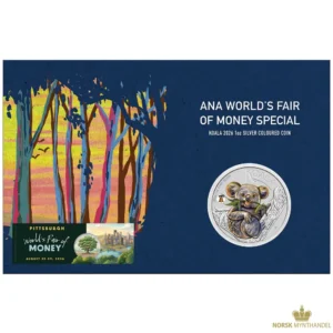 2026 Australia 1 oz Sølvmynt ANA World`s Fair of Money Special Koala BU M/Kort