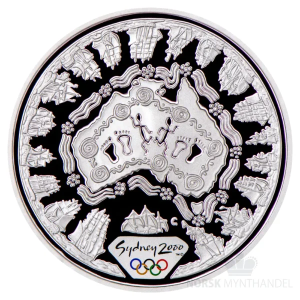 2000 Australia 1 oz Sølv Sydney - Australian Map Proof M/Kapsel