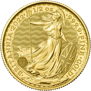 2022 Storbritannia 1/2 oz Gullmynt Britannia Anmerkning M/Air-tite kapsel