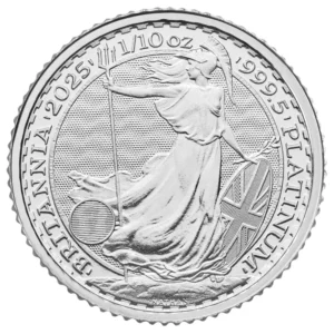2025 Storbritannia 1/10 oz Platina Britannia BU M/Air-tite kapsel