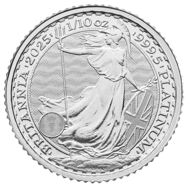 2025 Storbritannia 1/10 oz Platina Britannia BU M/Air-tite kapsel