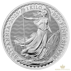 2025 Storbritannia 1 kilo Sølvmynt Britannia BU M/Kapsel | TILBUD