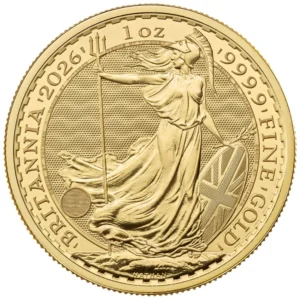 2026 Storbritannia 1 oz Gull Britannia BU M/Air-tite kapsel